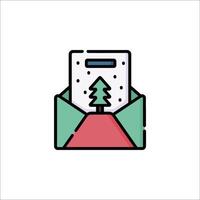 A christmas envelope with a tree inside vector