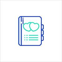 A notebook with two hearts on it vector