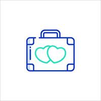 A suitcase with two hearts inside it vector