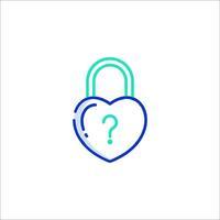 A heart shaped lock icon with question mark vector