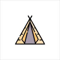 A simple line drawing of a teepee vector