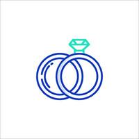 Two rings with a diamond on each one vector