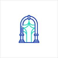 A line icon of a door with a window vector
