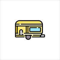 A yellow camper trailer icon on a white background vector