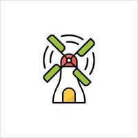 A windmill icon with a green and red color vector