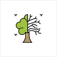 Tree icon with leaves and birds vector