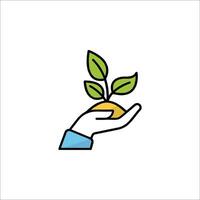 Planting hand icon vector