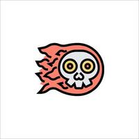 A skull with a fire coming out of it vector