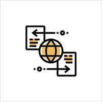 The icon for a website with a globe and arrows vector
