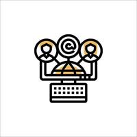 A logo for a website with a computer and a person vector