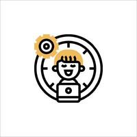 A man is sitting in a clock with gears vector