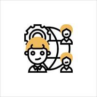 A person with a globe and a group of people vector