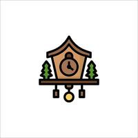 A cuckoo clock with a tree and pine trees vector