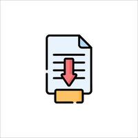 A document with an arrow pointing down on it vector