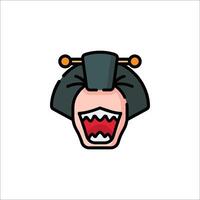 An angry face with a mouth open and teeth vector