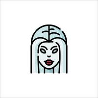 A woman with long hair and a face in the shape of a skull vector