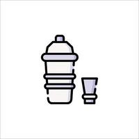 A cup and a bottle of water on a white background vector