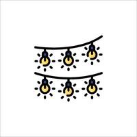 A string of light bulbs with a white background vector