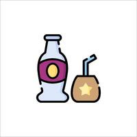 A bottle of soda and a straw with a star vector