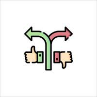 Two thumbs up icon with arrows pointing in different directions vector