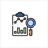 A magnifying glass and a clipboard with a graph on it vector