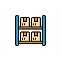 A shelf with boxes on it, with a white background vector