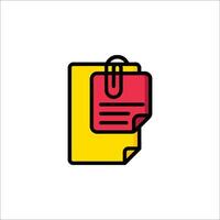 A red folder with a paper clip on it vector