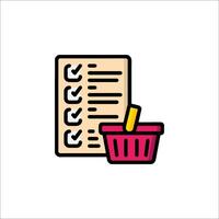 A shopping basket with a checklist and a check mark vector