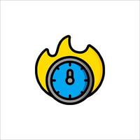 A clock with a flame icon on it vector