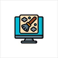 A computer screen with a brush and a computer vector