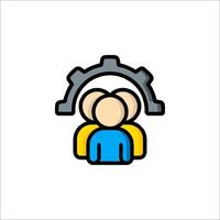 People in a group icon, with a gear wheel in the middle vector