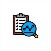 A magnifying glass and a clipboard with a checklist vector