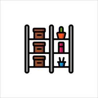 A shelf with a cactus and other items on it vector