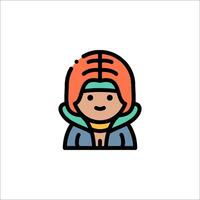 A woman with a hat and scarf on her head vector