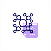 A purple icon with a molecule on it vector