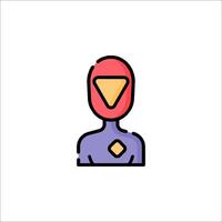A man in a red and purple suit with a triangle on his head vector