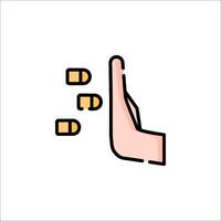 A hand with pills on it and a stop sign vector