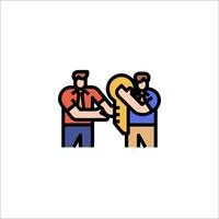 Two men shaking hands with a key vector