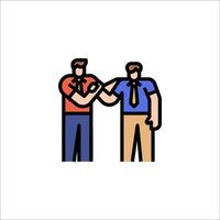 Two men shaking hands with each other in a line vector