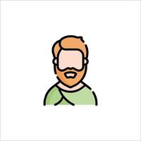 A man with a beard and a mustache is shown in a line drawing vector