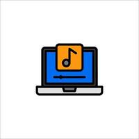 A laptop with music notes on it vector