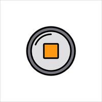 A black and orange square button icon on a white background vector