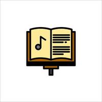 An open book with a musical note on it vector