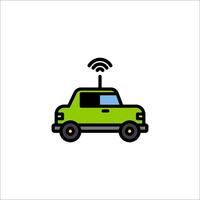 A green car with wifi on it vector