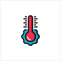 A thermometer icon with a red and blue color vector