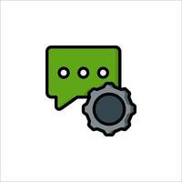 A green speech bubble with a gear on it vector