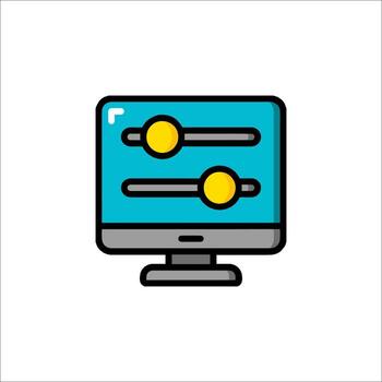 un computadora monitor con dos botones en eso vector