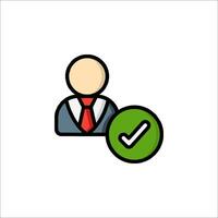A person with a check mark and a tie icon vector
