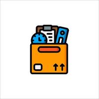 A box with a clock and other items inside vector