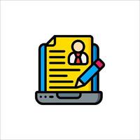 A resume icon with a pen and paper vector